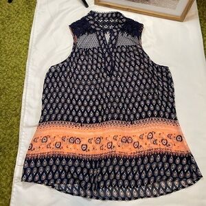 Vanity size large navy blue tank top